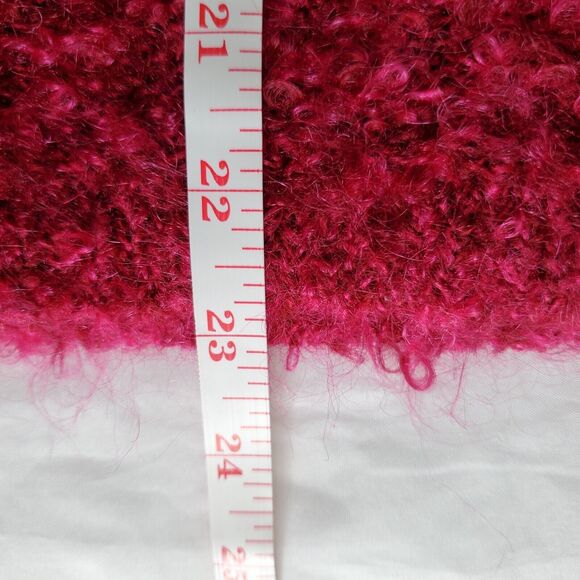 VTG 90s Marisa Christina Pink Sweater Cardigan M Loop Fluffy Knit Crop Scandi - Picture 9 of 11